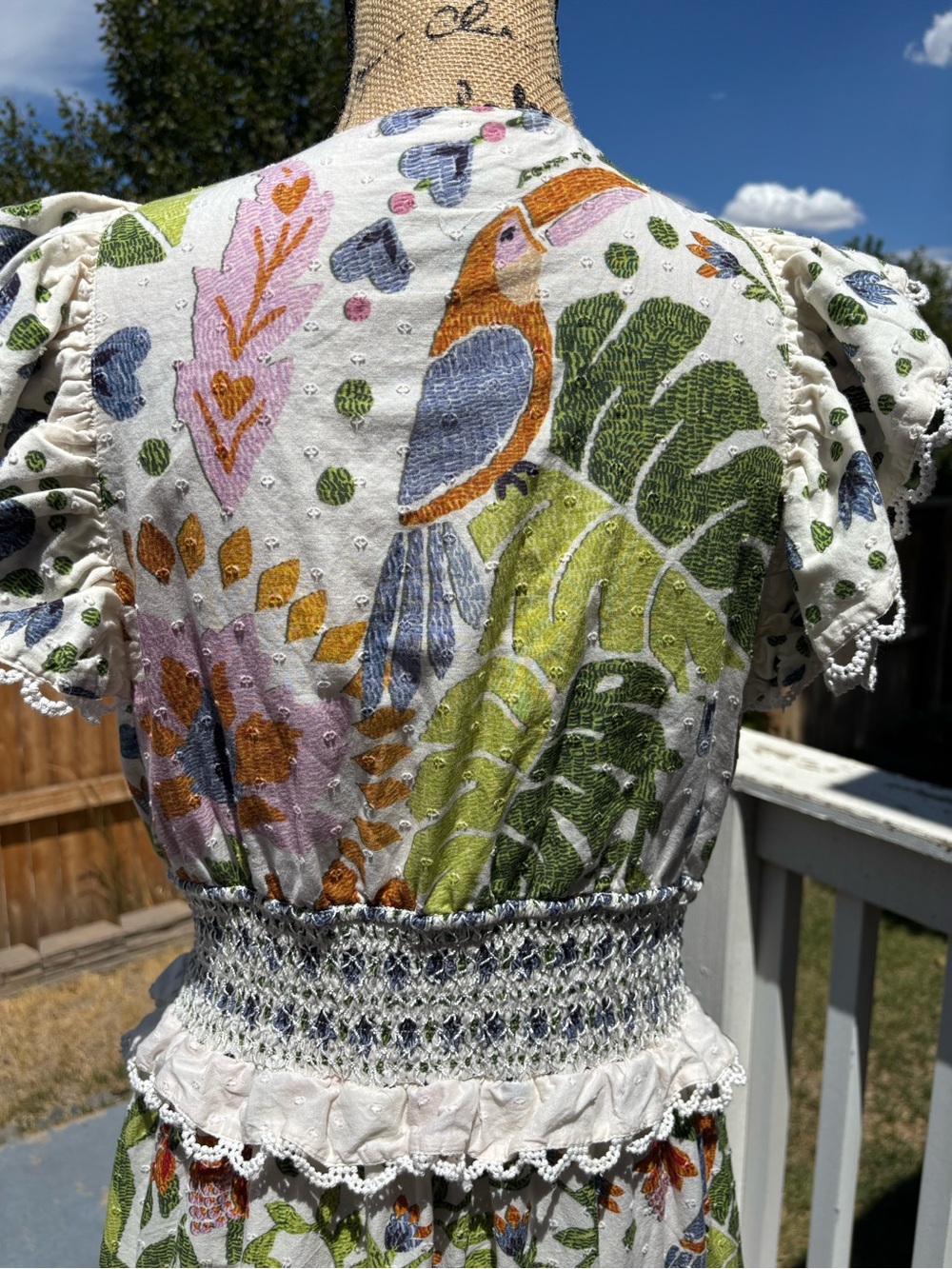 FARM Rio White Floral Maxi Dress with Multicolor Embroidery- Gorgeous! - Picture 3 of 7